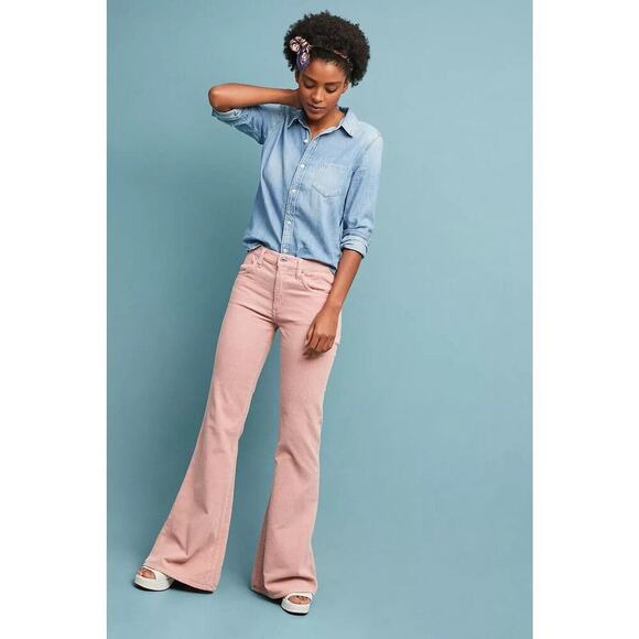 Citizens of Humanity Chloe Super Flare Corduroy Pants Jeans 26 Tall Rose Pink 70 - Picture 1 of 13